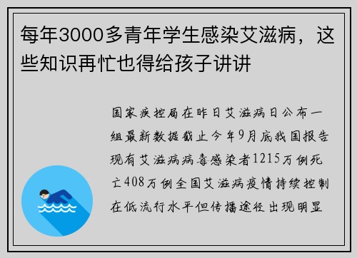 每年3000多青年学生感染艾滋病，这些知识再忙也得给孩子讲讲