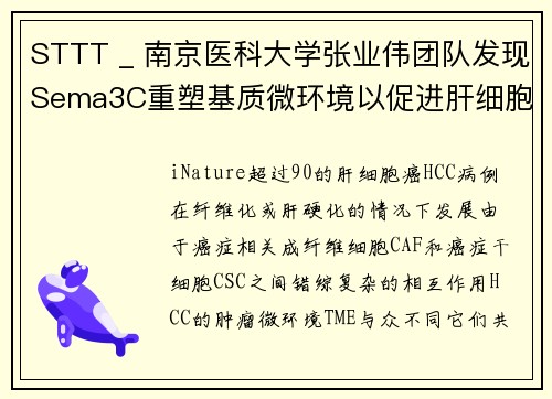 STTT _ 南京医科大学张业伟团队发现Sema3C重塑基质微环境以促进肝细胞癌进展